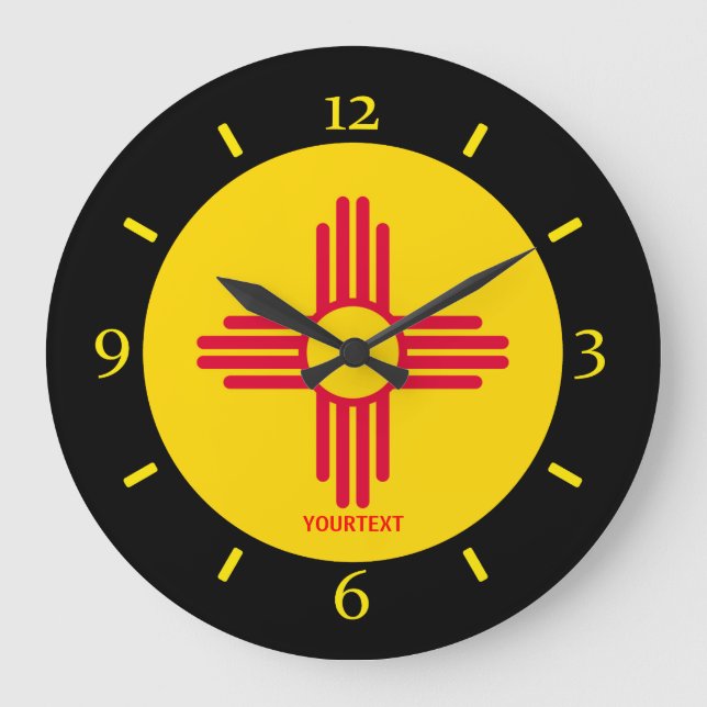 Personalized New Mexico State Flag Design on a Große Wanduhr (Vorderseite)
