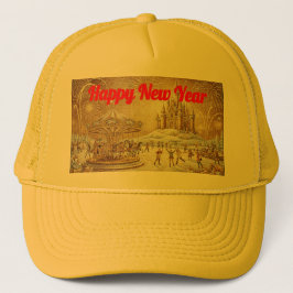 Personalized New Year Holiday gold Yellow Hat Truckerkappe