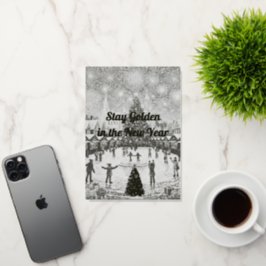 Personalized New Year's greetings in gold 