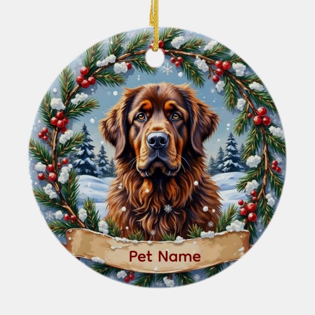 Personalized Newfoundland Christmas Keramik Ornament (Hinten)