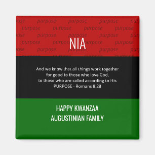 Personalized NIA Romans 8 28 Happy Kwanzaa Magnet