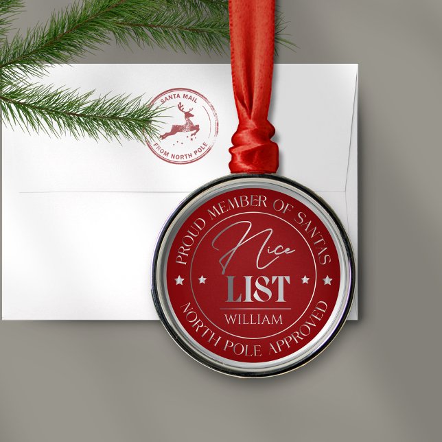 Personalized Nice List Medal Ornament Aus Metall (Von Creator hochgeladen)