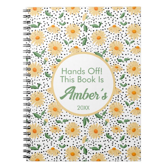 Personalized Notebook – Daisy design Notizblock (Vorderseite)
