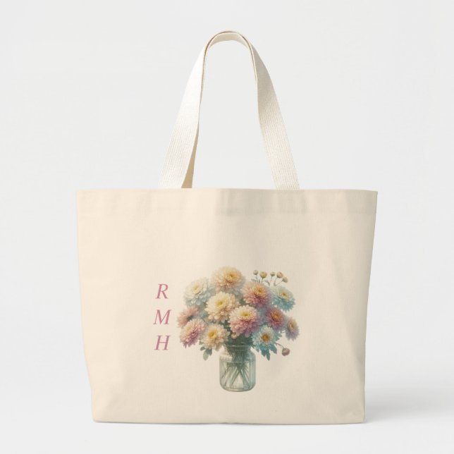 Personalized November Chrysanthemum Tote Bag Jumbo Stoffbeutel (Vorne)