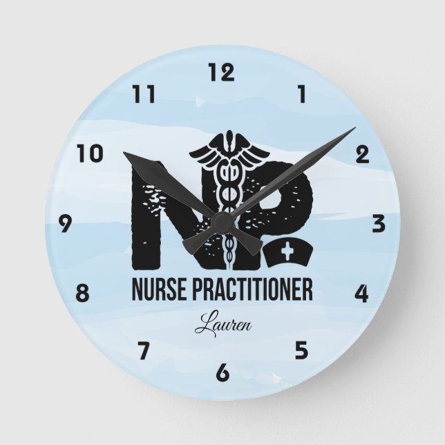 Personalized Nurse Practitioner Runde Wanduhr (Vorderseite)