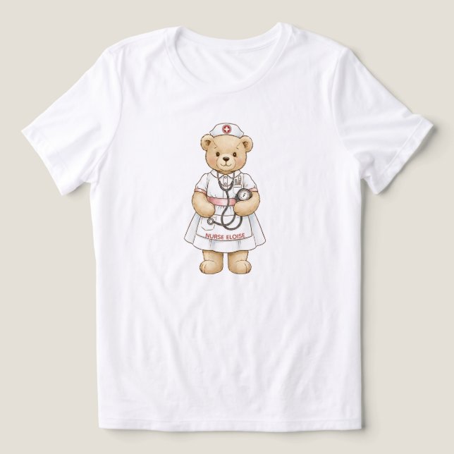 Personalized Nurse Teddy Bear Custom Name Nursing  Tri-Blend Shirt (Design Vorderseite)