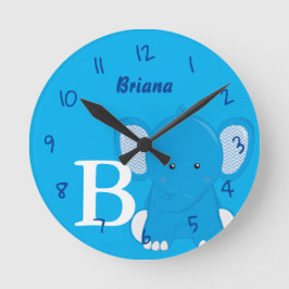 Personalized Nursery Blue Round Clock Runde Wanduhr