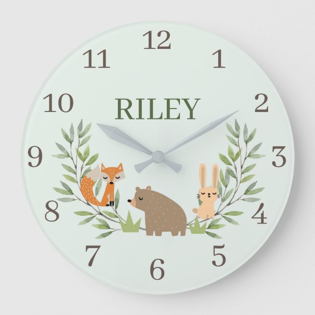 Personalized Nursery Wall Clock Große Wanduhr (Vorderseite)