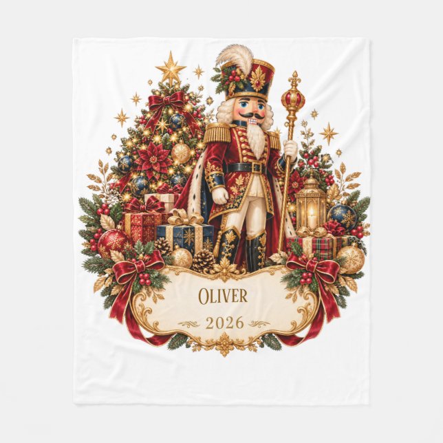 Personalized Nutcracker Christmas Blanket with Nam Fleecedecke (Vorderseite)