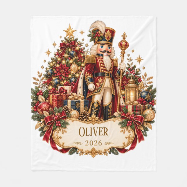 Personalized Nutcracker Christmas Blanket with Nam Fleecedecke (Vorderseite)
