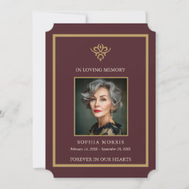 Personalized Old Money Burgundy Funeral Photo  Dankeskarte