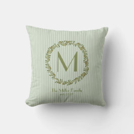 Personalized Olive Wreath Monogram Double-Sided Kissen