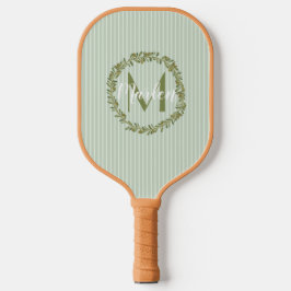 Personalized Olive Wreath Monogram  Pickleball Schläger