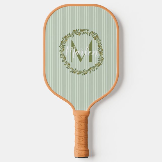 Personalized Olive Wreath Monogram  Pickleball Schläger (Vorderseite)