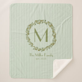 Personalized Olive Wreath Monogram Sherpadecke
