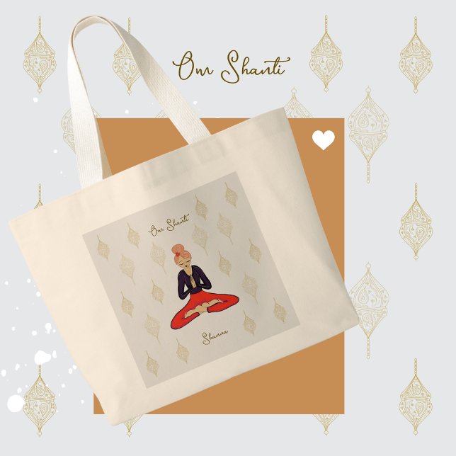 Personalized Om Shanti Yoga Girl Jumbo Stoffbeutel (Love this bag! For yoga and any time, this is the perfect tote. Simple, classic and made with love.)