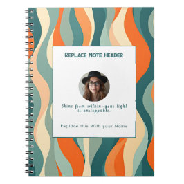Personalized Orange and Teal Wave Patterned  Notizblock
