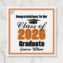Personalized Orange Class of 2026 Graduation Party Geschenkanhänger