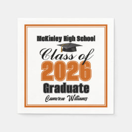 Personalized Orange Class of 2026 Graduation Party Serviette