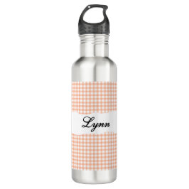 Personalized Orange Gingham Pattern & Custom Name Edelstahlflasche