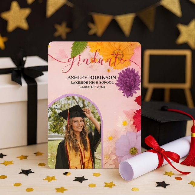 Personalized Orange Nature Floral Graduation Party Einladung (Von Creator hochgeladen)