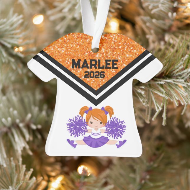 Personalized Orange & Purple Cheer Ornament  (Arbre)