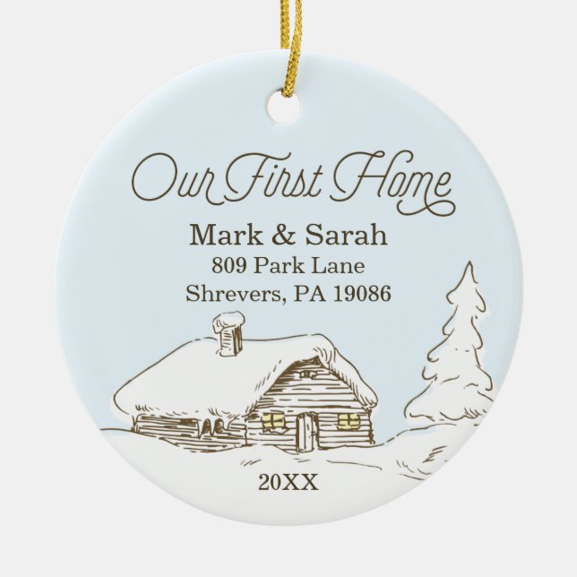 Personalized Our First Home Address Christmas Keramik Ornament (Vorne)