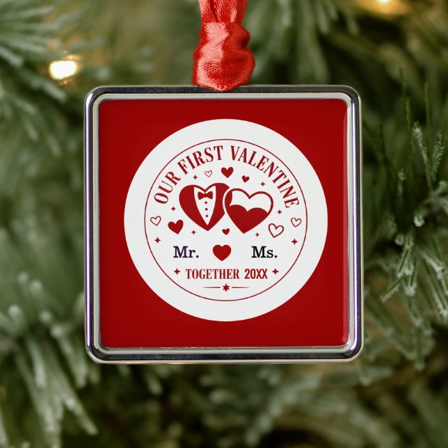 Personalized "Our First Valentine" Mr. & Ms.  Ornament Aus Metall (Baum)
