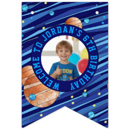 Personalized Outer Space Galaxy Kids Photo Wimpelkette
