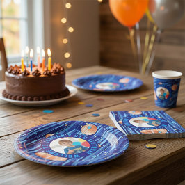 Personalized Outer Space Galaxy Photo Birthday  Pappteller