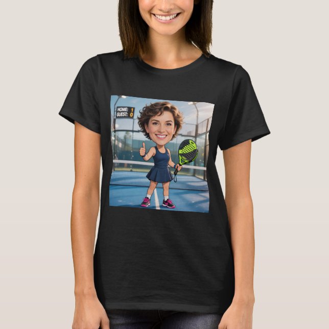 Personalized Paddle/Pickleball Caricature   T-Shirt (Vorderseite)