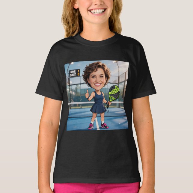 Personalized Paddle/Pickleball Caricature   T-Shirt (Vorderseite)