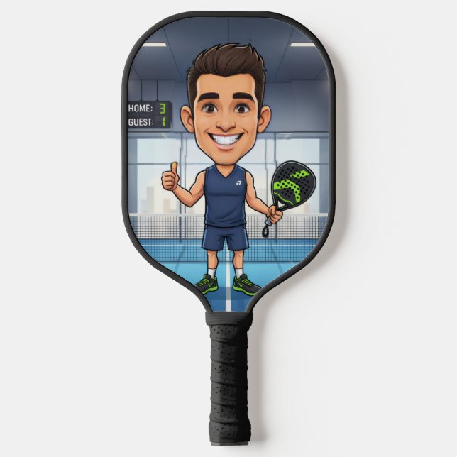 Personalized Paddle/Pickleball Player Caricature Pickleball Schläger (Vorderseite)