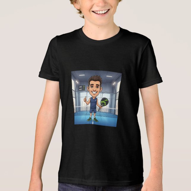 Personalized Paddle Player Cartoon Caricature Tri-Blend Shirt (Vorderseite)