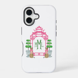 Personalized Pagoda Monogram iPhone 16 tough case Hülle