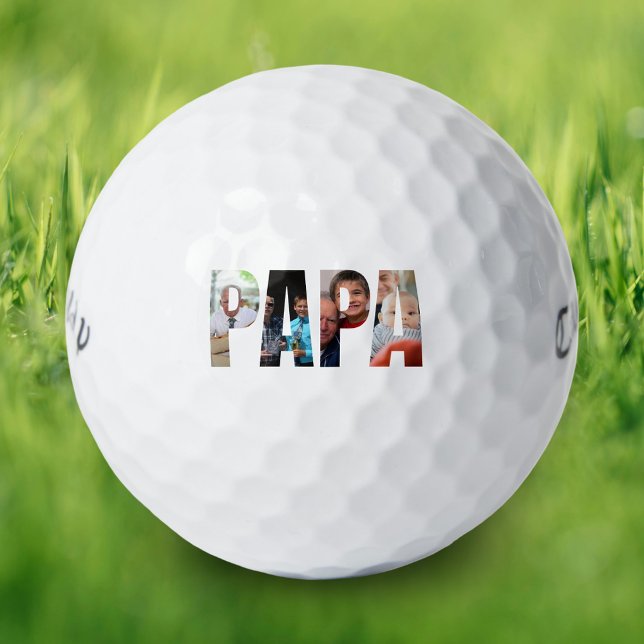 Personalized papa photo collage for father golfball (Personalized papa photo collage for father golf balls)