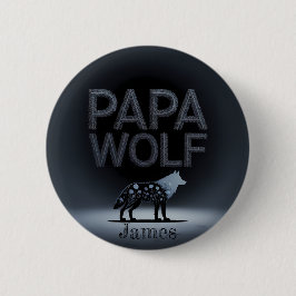 Personalized Papa Wolf Nature Silhouette Button