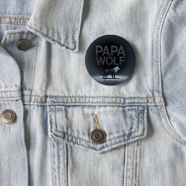 Personalized Papa Wolf Nature Silhouette Button (Beispiel)