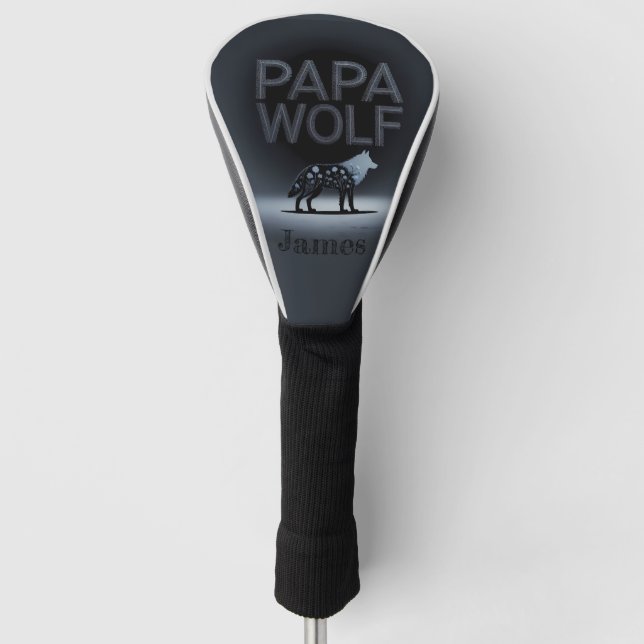 Personalized Papa Wolf Nature Silhouette Golf Headcover (Vorderseite)
