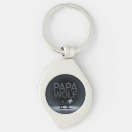 Personalized Papa Wolf Nature Silhouette Schlüsselanhänger