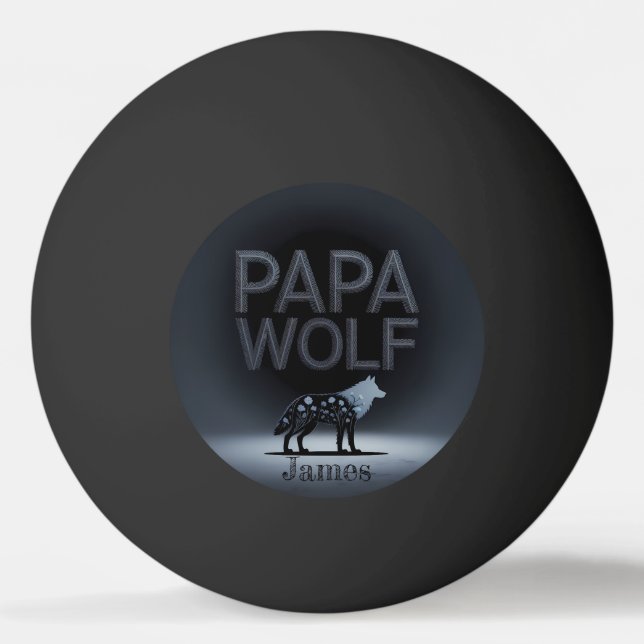 Personalized Papa Wolf Nature Silhouette Tischtennisball (Vorderseite)