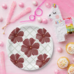 Personalized  pappteller<br><div class="desc">Add timeless, vintage charm to your life with this elegant floral lattice pattern. The design showcases beautifully shaded, painterly burgundy flowers set against a crisp, sage green diamond trellis background. Blending organic botanical art with clean geometric lines, this pattern is a perfect fit for Grandmillennial, Cottagecore, and home decor. It...</div>