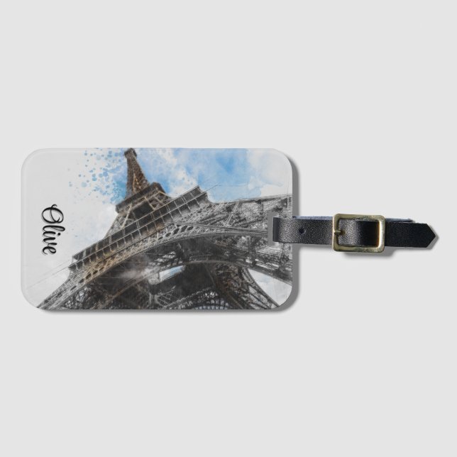 Personalized Paris Eiffel Tower Luggage Tag France Gepäckanhänger (Vorderseite (Horizontal))