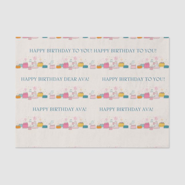 Personalized Party Tissue – Doodle Cakes on Cream Seidenpapier (Vorderseite)