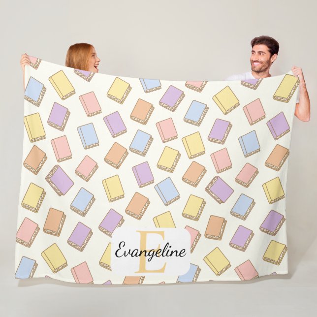 Personalized Pastel Bookish Aesthetic Pattern Fleecedecke (Beispiel)