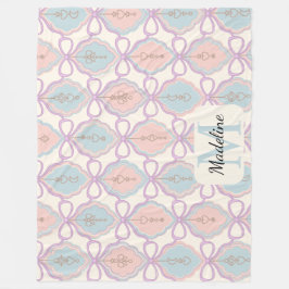 Personalized Pastel Bows Monogram Name Blanket Fleecedecke