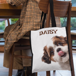 Personalized Pastel Brown Dog Photo Tote Bag