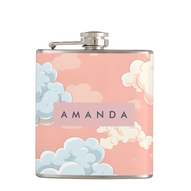Personalized Pastel Cloud Dreamscape  Flachmann (Vorderseite)