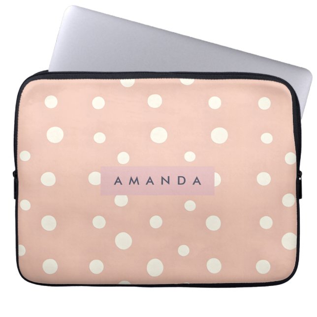 Personalized Pastel Cream Dots on Blush Laptopschutzhülle (Vorderseite)