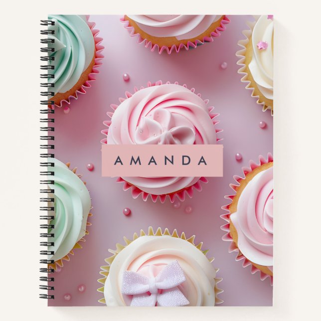 Personalized Pastel Cupcake Swirl Notizbuch (Vorderseite)